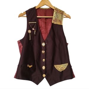 Vintage handmade embellished Victorian tapestry short coat vest